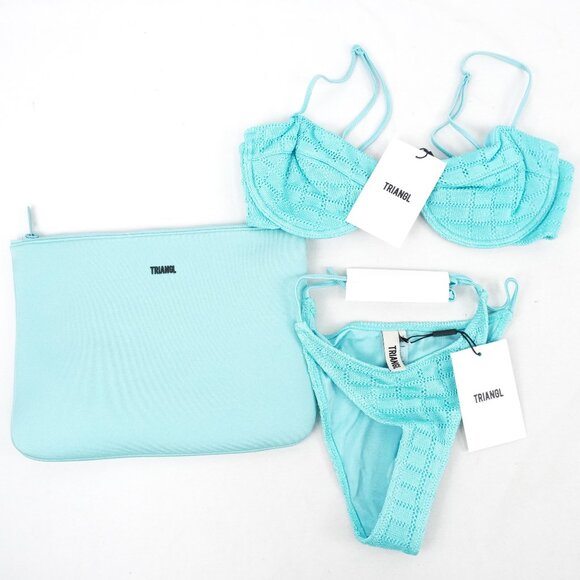 triangl swimwear Other - Triangl Mala Jave Blue Crochet Balconette Bikini Top (Small+) & Bottoms (XS) NWT